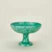 Splatterware footed bowl in sage and green