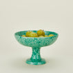 Splatterware footed bowl in sage and green with limes