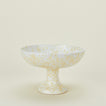 Splatterware footed bowl in white and ivory
