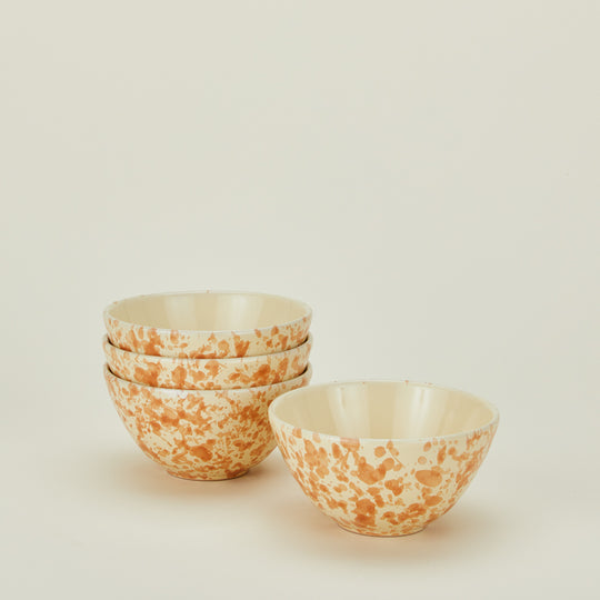 Splatter Large Bowl, Set of 4 - Ivory/Bronze