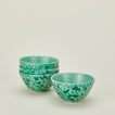 Splatterware large bowls set of 4 in sage and green