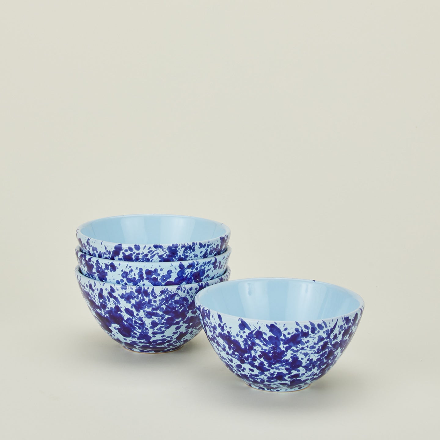 Splatterware large bowls set of 4 in sky and cobalt