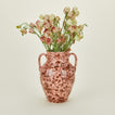 Large splatterware vase in blush and terracotta with florals