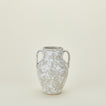 Large splatterware vase in grey and white