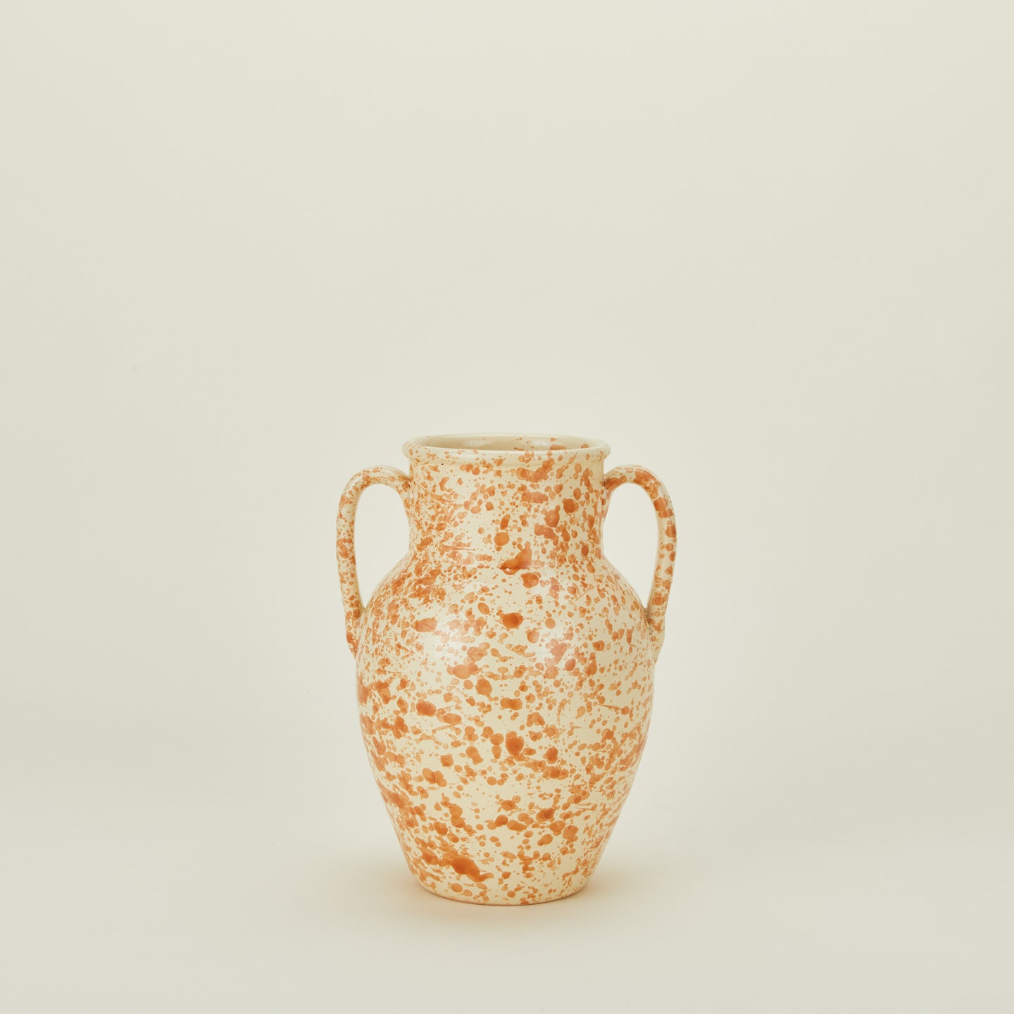 Large splatterware vase in ivory and bronze 