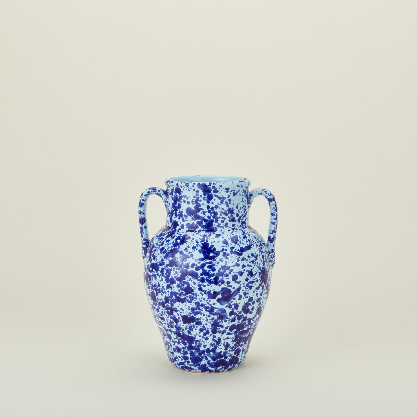 Large splatterware vase in sky and cobalt