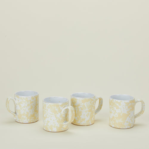 Splatterware mugs set of 4 in white and ivory