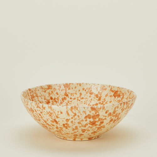 Splatterware serving bowl in ivory and bronze