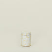 Small splatterware canister in white and ivory