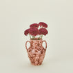 Small splatterware vase in blush and terracotta with florals