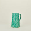 Large splatterware pitcher in sage and green