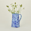 Large splatterware pitcher in sky and cobalt with florals