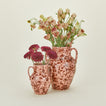 Large and small splatterware vases in blush and terracotta with florals