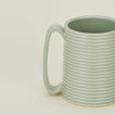 Close up of a Tall Ribbed Mug in Seafoam.
