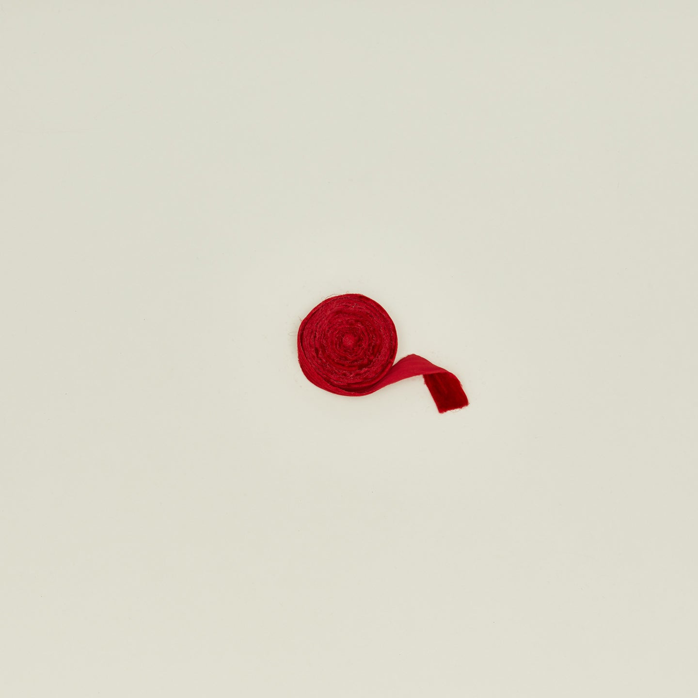 Raw edge velvet ribbon in red