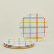 Bamboo Melamine Side Plate, Set of 4 - Mixed Plaid