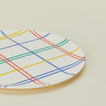 Close up view of Bamboo Melamine Side Plate in Mixed Plaid