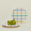 Bamboo Melamine Side Plate, Set of 4 - Mixed Plaid with grapes