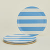 Bamboo Melamine Dinner Plate, Set of 4 - Blue Wide Stripe