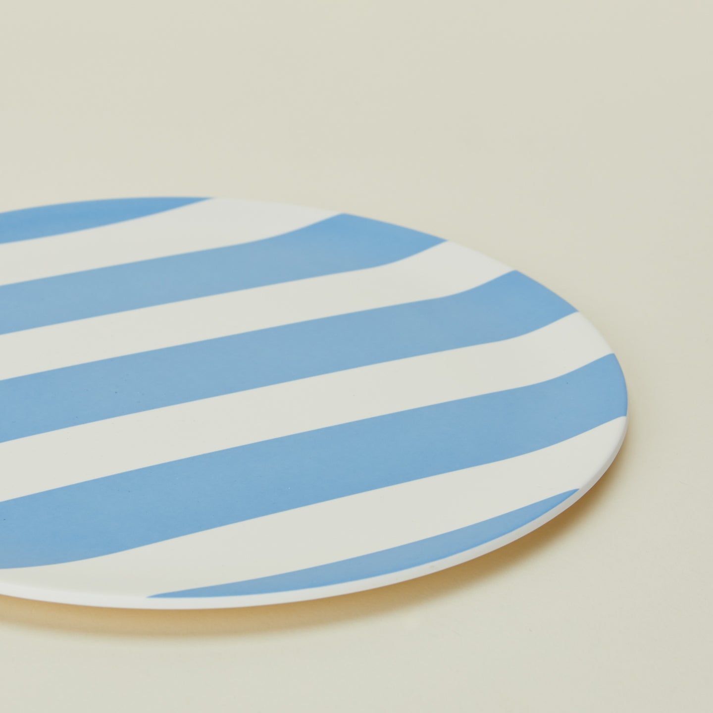 Close up view of Blue Wide Stripe plate