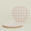 Bamboo Melamine Dinner Plate, Set of 4 - Red Grid