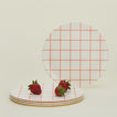 Bamboo Melamine Dinner Plate, Set of 4 - Red Grid with strawberries