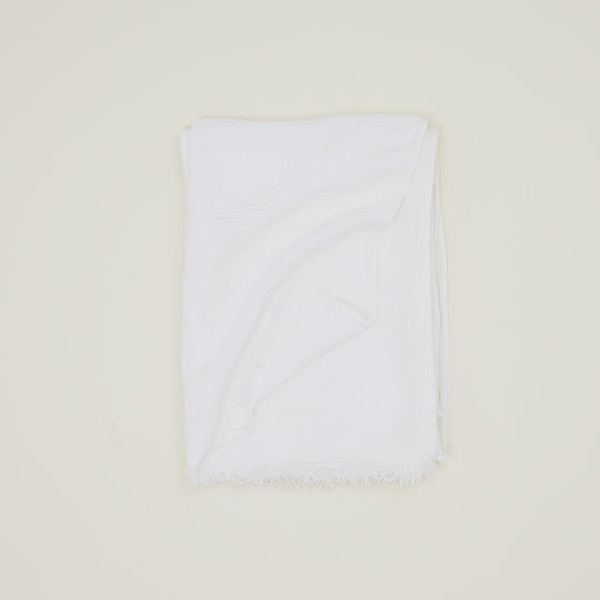 Simple Linen Throw - White