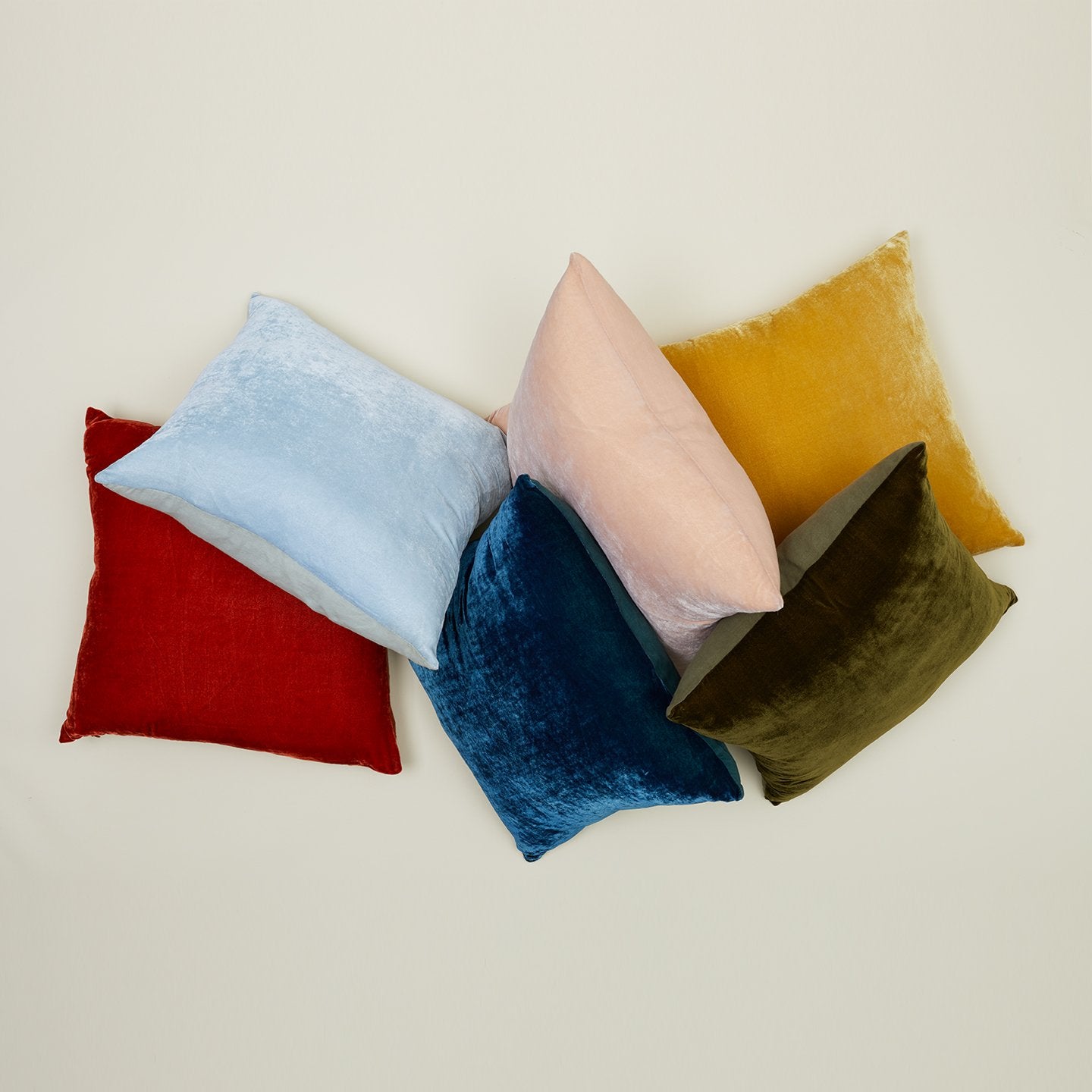 Reversible Velvet + Linen Pillow - Sky