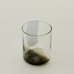 Close up of Blown Glass Tumbler in White and Grey.
