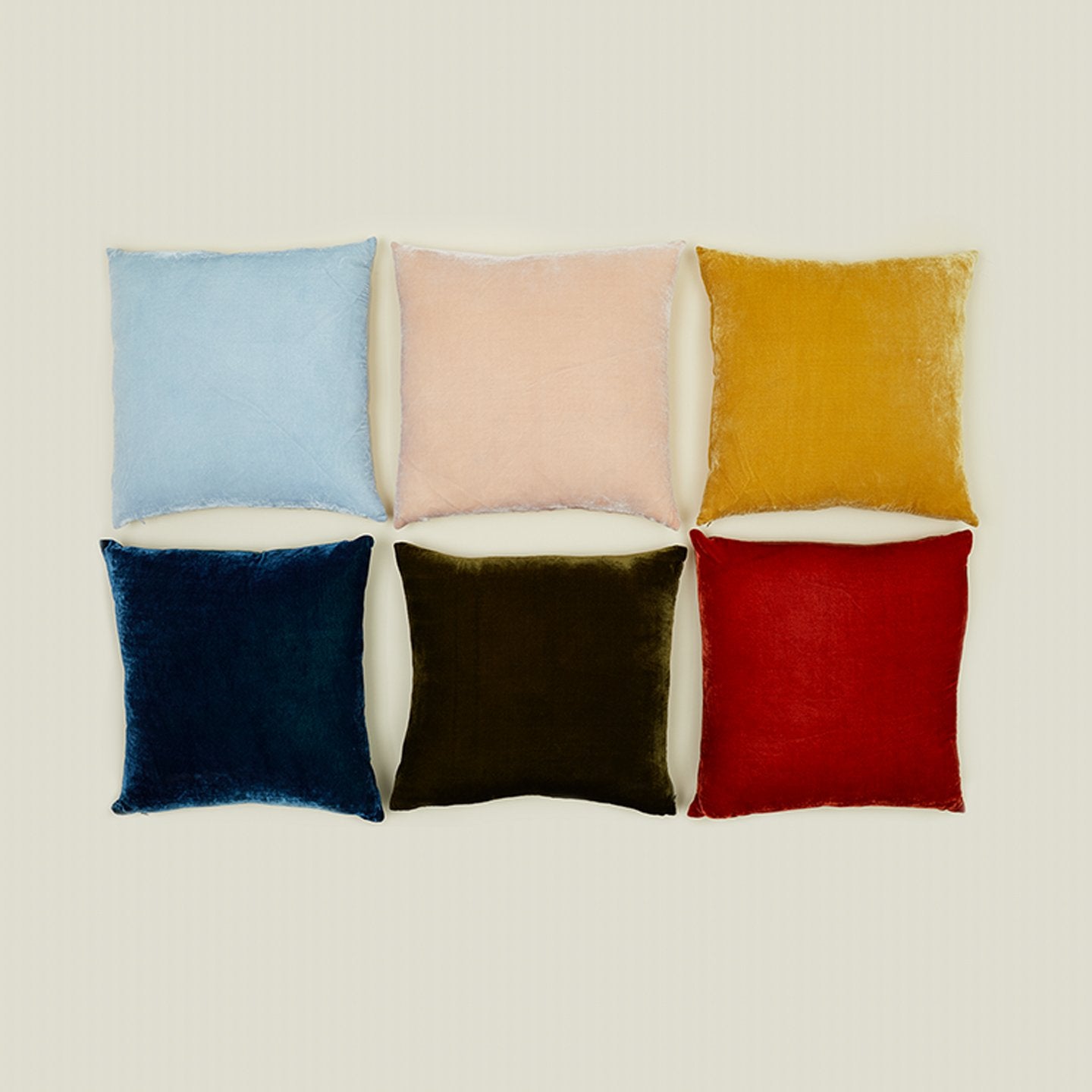 Reversible Velvet + Linen Pillow - Sky