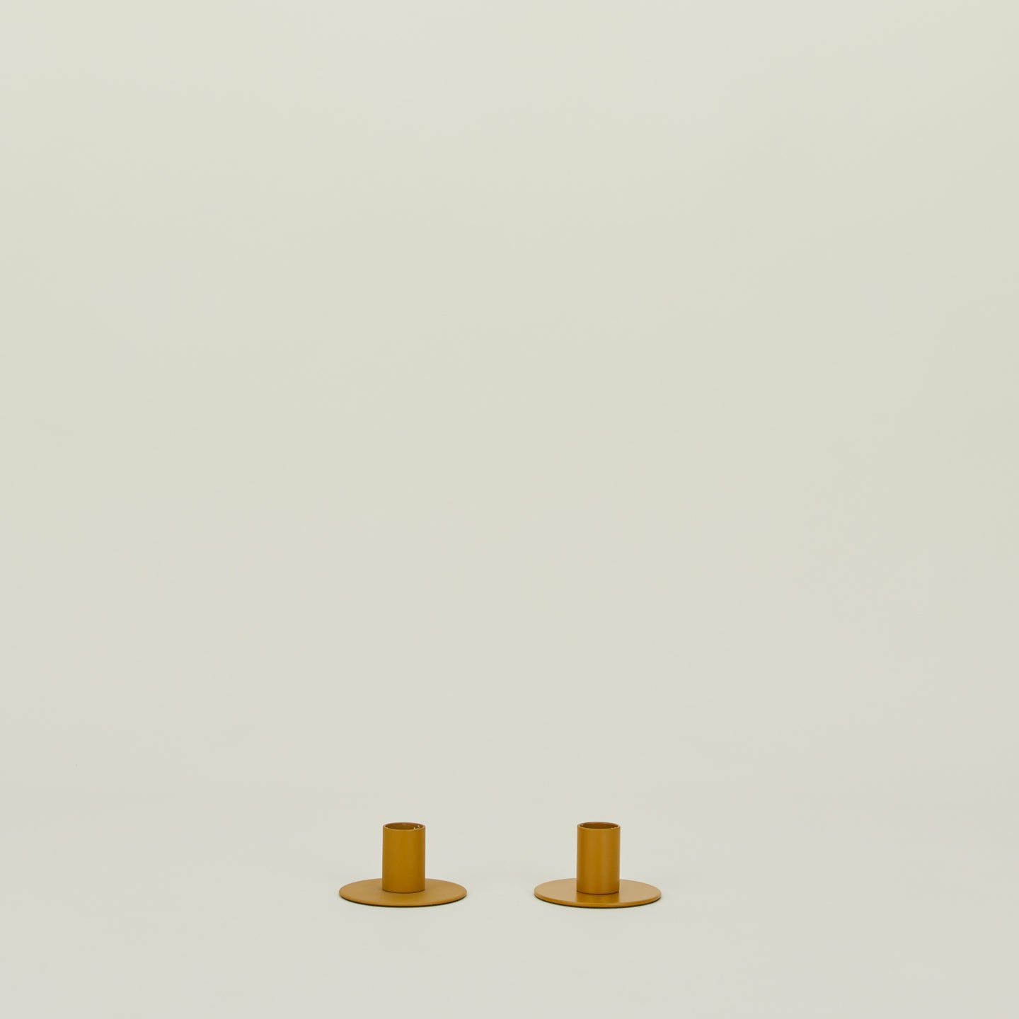 Essential Metal Candle Holders, Set of 2 - Mustard