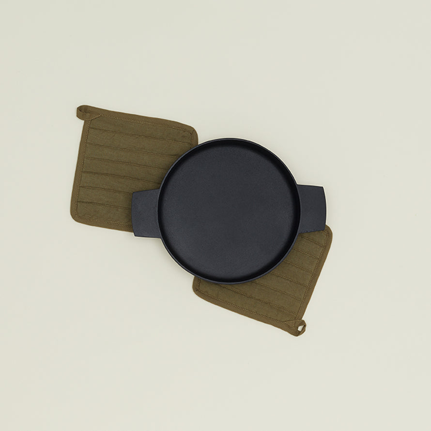 Simple Linen Pot Holder, Set of 2 - Olive