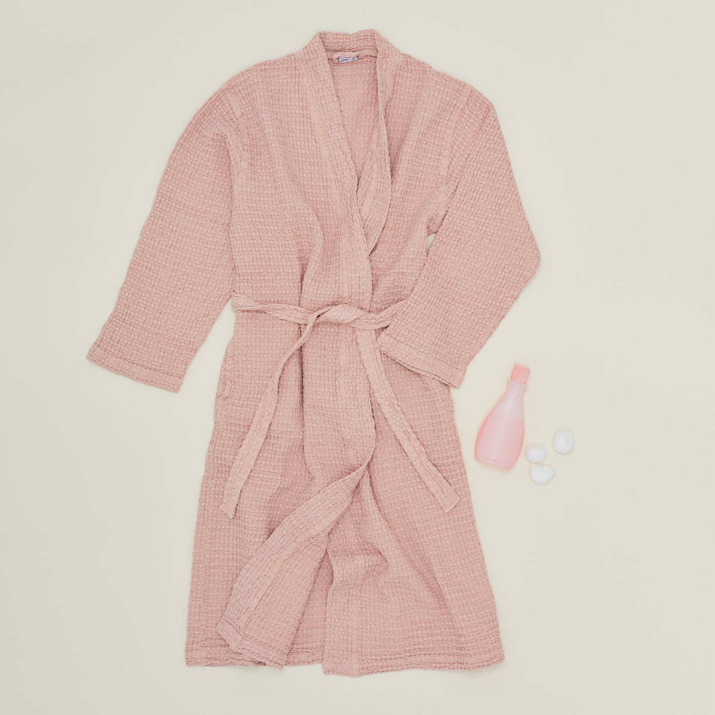 Simple Waffle Bathrobe - Blush
