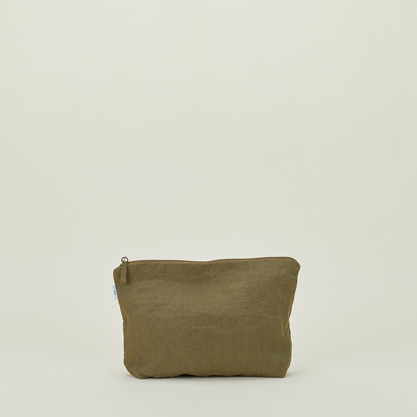 Simple Linen Zipper Pouch - Olive