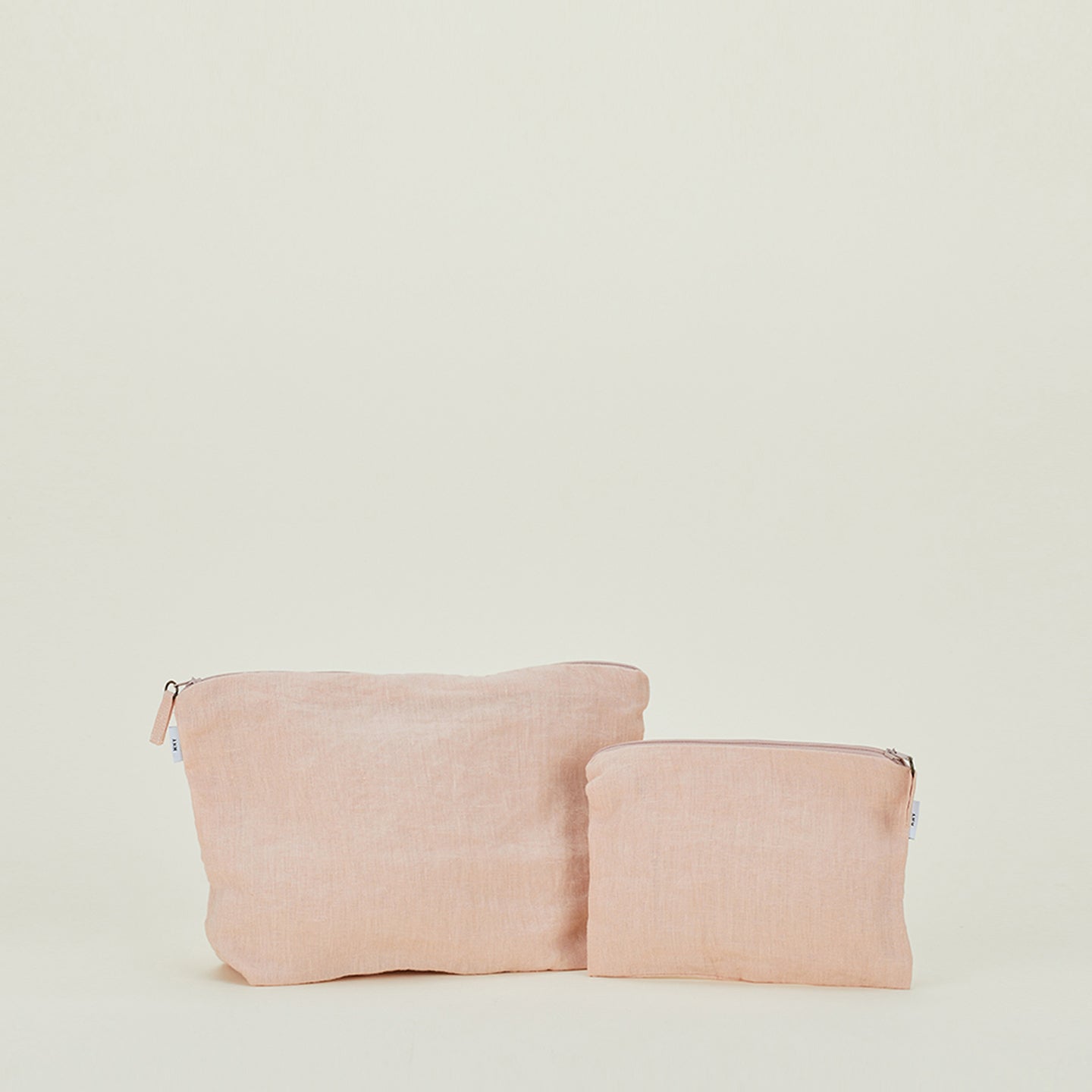Simple Linen Zipper Pouch - Blush