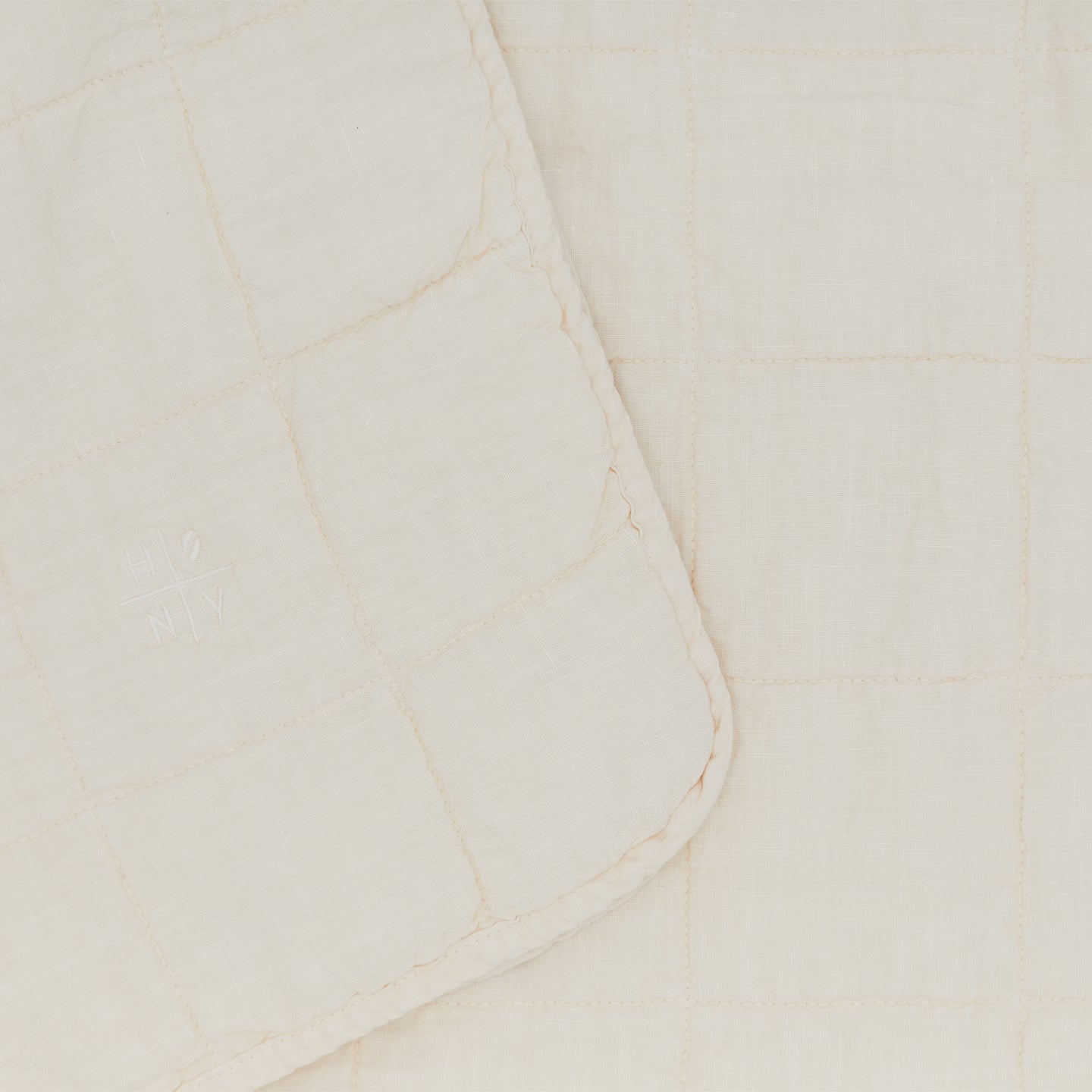 Simple Linen Quilted Throw - Ivory