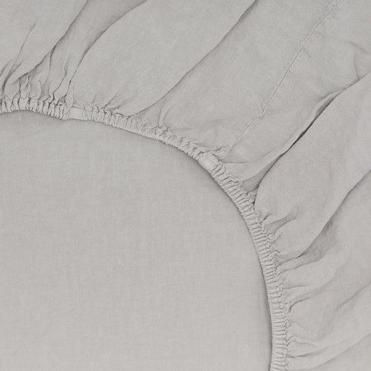 Simple Linen Fitted Sheet - Light Grey